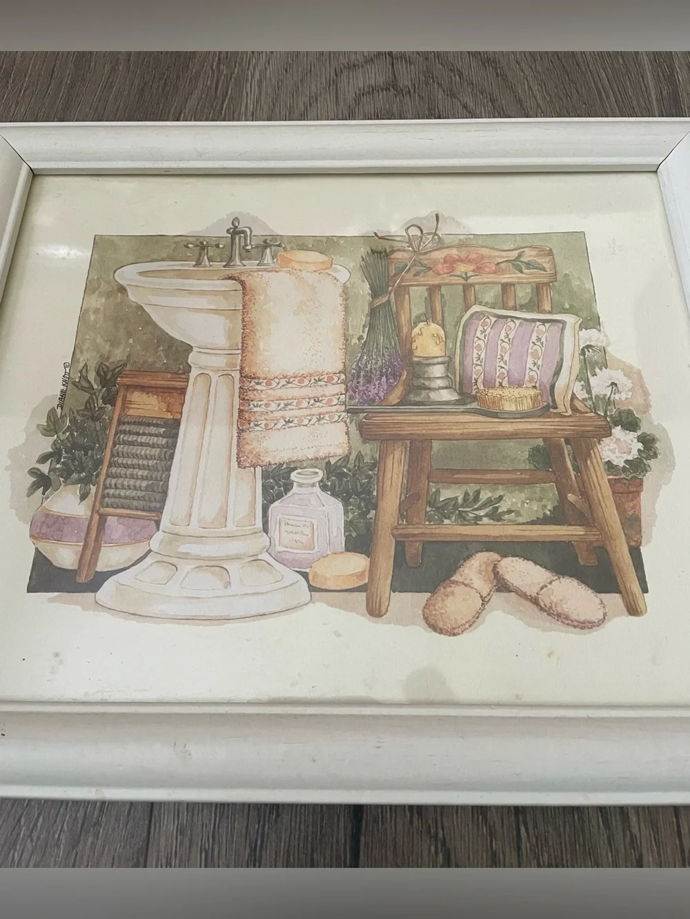 Vintage Bathroom Watercolor Paintings Prints By Diane Knott Set Of 2 Framed